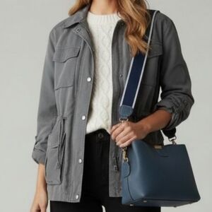 Apt. 9 Gray Utility Jacket with Relaxed Fit and Spread Collar Size Small